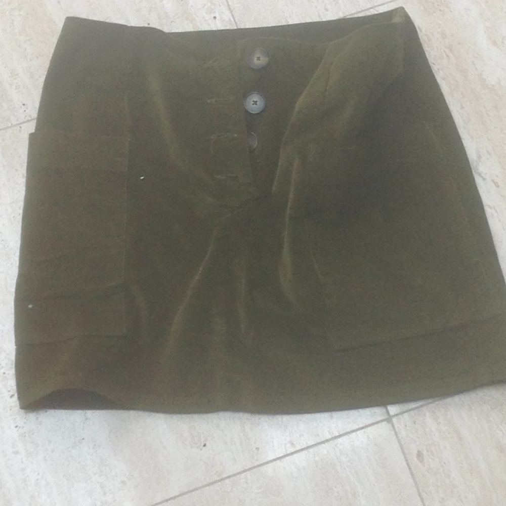 Velvet green mini skirt